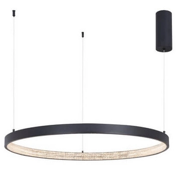 Glamour LAMPA wisząca MORON LE41724 Luces Exclusivas okrąga OPRAWA metalowy ZWIS LED 50W 3000K ring z krysztakami czarny