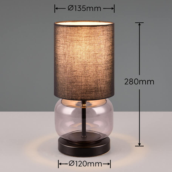 Tkaninowa lampa stołowa Elio 517800154 czarna przydymiona