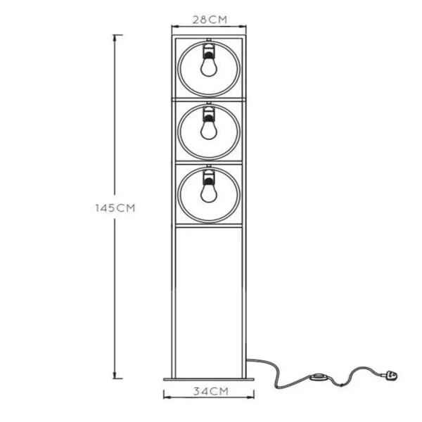 Lampa stojąca podłogowa SUUS 00727/03/30 Lucide vintage czarna
