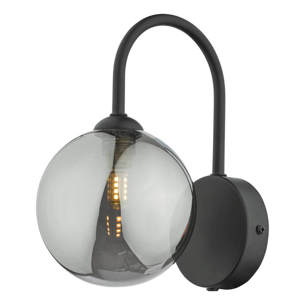 Kulista lampa ścienna Eissa EIS0722 do salonu czarny przydymiony