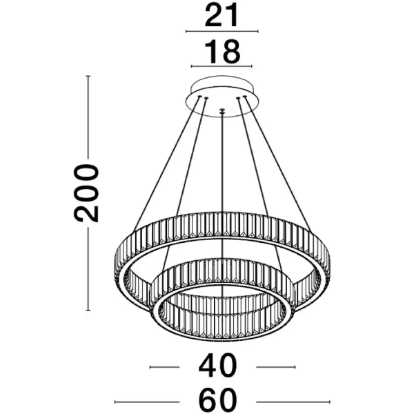 Srebrna lampa wisząca BAUTA LE42917 rings LED 46W 3500K do pokoju