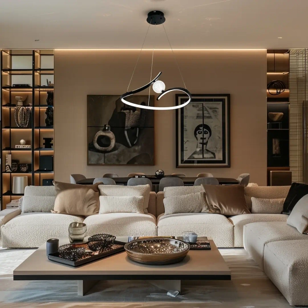 Salonowa lampa wisząca PERLA BLACK ML1177 LED 34W 4000K czarna