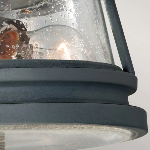 Zewnętrzna LAMPA sufitowa FE-CHELSEAHBR-F Elstead FEISS metalowa OPRAWA okrągła z efektem deszczu IP44 czarna przezroczysta