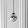 Kulista lampa wisząca Fargo 67044 Interiors Tiffany nad stół witraż beżowa czarna