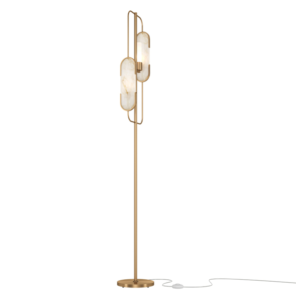 Lampa podłogowa z wtyczką do salonu złota szklana Marmo OUTLET