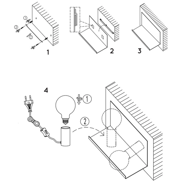LAMPA ścienna SEBO 06218/01/31 Lucide loftowa OPRAWA metalowa półka kinkiet biały