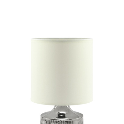 Stołowa LAMPA stojąca LINDA 03785 Ideus ceramiczna LAMPKA abażurowa wzorki   biała chrom