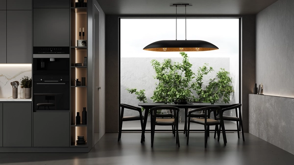 Wisząca lampa do jadalni Gondola M 40637 Sigma z żywicy biała złota