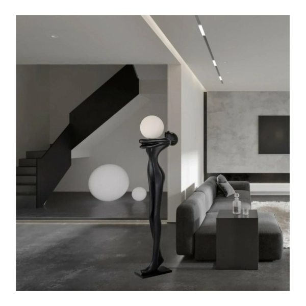 Lampa stojąca rzeźba Human Moon MSE1501100337 Moosee szklana kula ball czarna