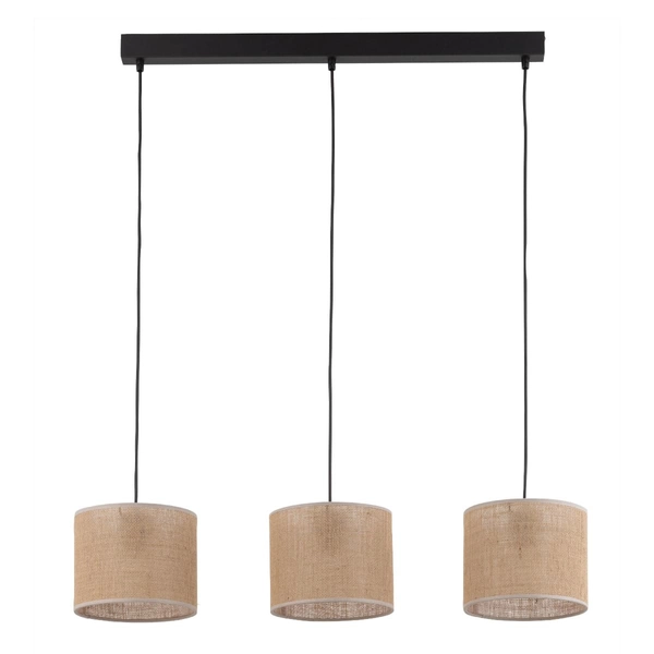 Potrójna lampa wisząca Juta 4597 TK Lighting okrągła ekologiczna czarna beżowa