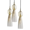 Wisząca lampa szklana 23010 potrójna do jadalni czarny mosiądz