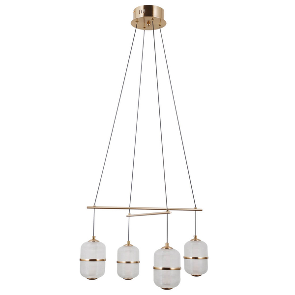 Lampa wisząca szklana Alani PND-34375-4-HBR LED 96W 3000K do jadalni złoty