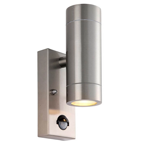 Naścienna lampa na taras Palin PIR 101352 z czujnikiem ruchu IP65 srebrna