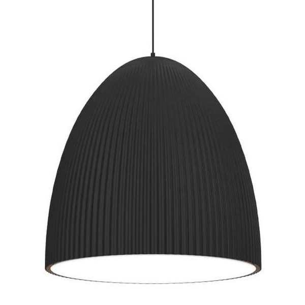 Metalowa lampa salonowa Gandra 5027+5055 Shilo półokrągła wisząca karbowana czarna