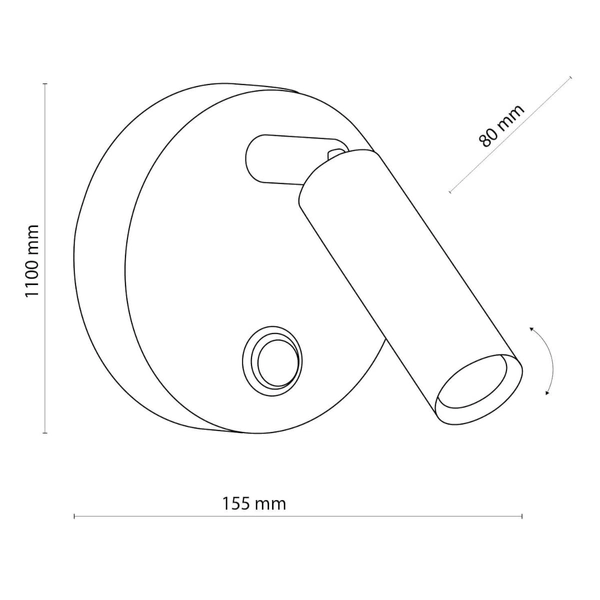 Kinkiet tuba okrągły Enzo 4237 TK Lighting z włącznikiem metalowy czarny