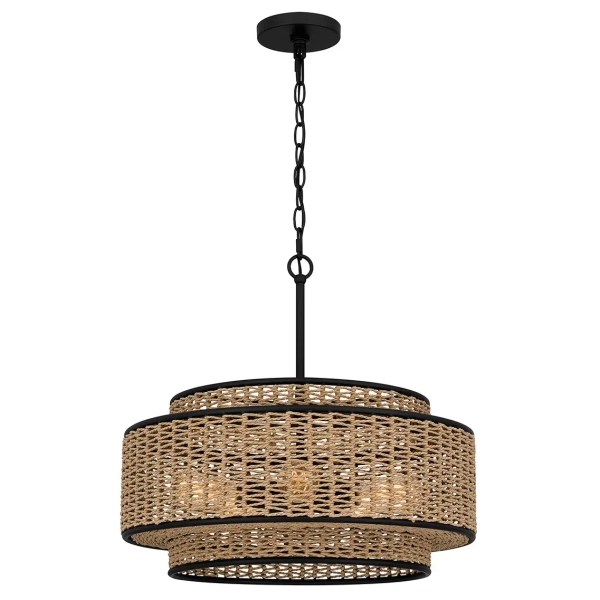 Ekologiczna lampa wisząca Teton QZ-TETON-5P-MBK naturalna lina