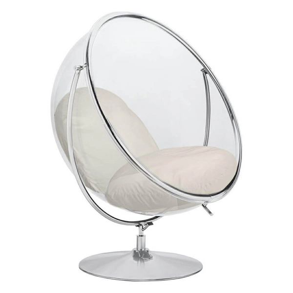 Kulisty fotel z poduszką Bubble JH200-2.56 King Home obrotowy chrom beżowy