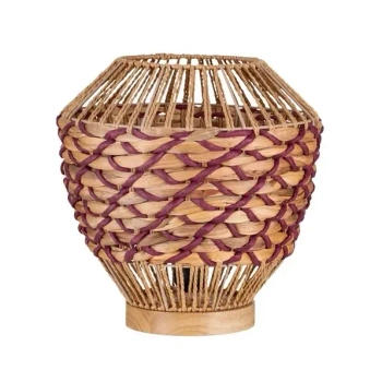 Lampa stołowa do sypialni LOMVERO LE45356 drewniana boho brązowa