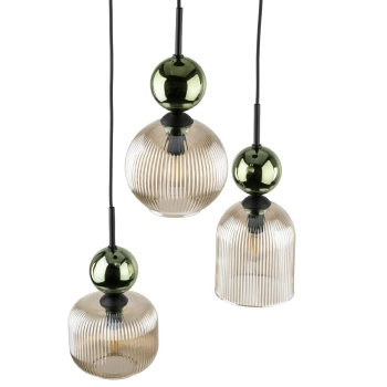 Glamour lampa wisząca do jadalni Sophia Green 11148 żebrowana zielony