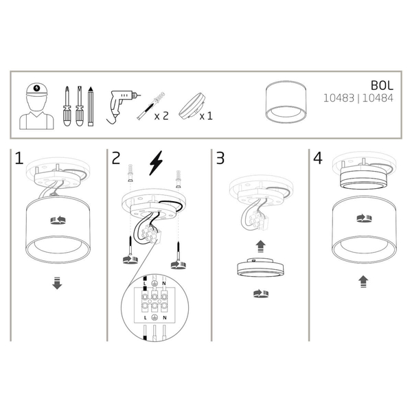 Lampa sufitowa punktowa Bol 10484 Nowodvorski IP54 tuba metalowa czarna