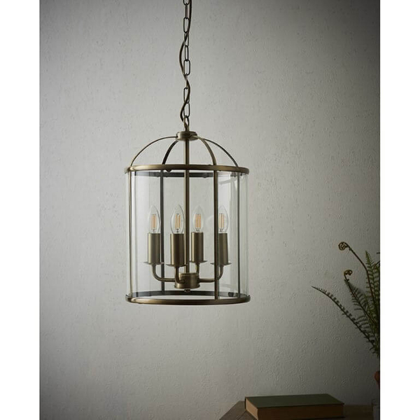 Lampa wisząca szklana kopuła antyczny mosiądz Lambeth OUTLET