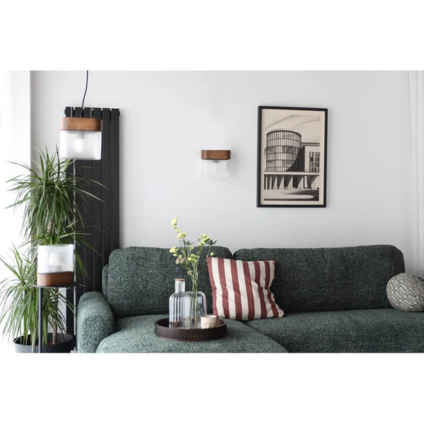 Drewniana lampa wisząca Flumina FLA132P0 ryflowana czarna