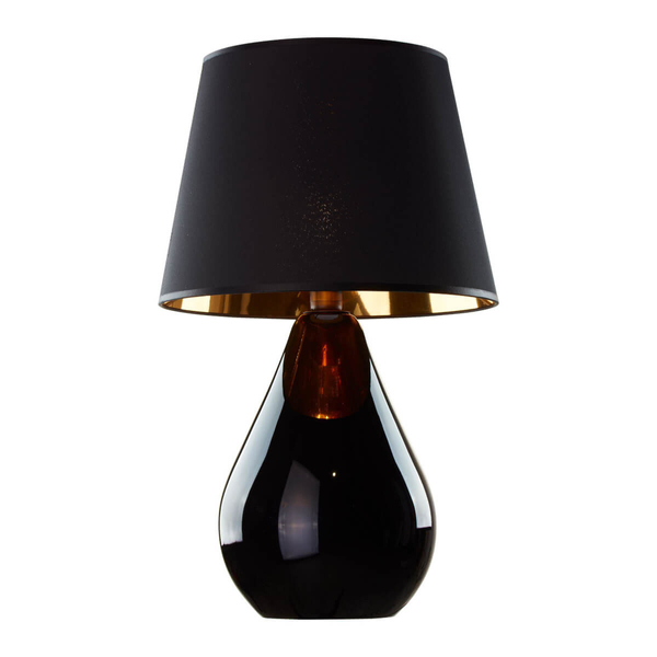 Klasycza lampka nocna LACRIMA 5454 TK Lighting tkaninowa czarna złota