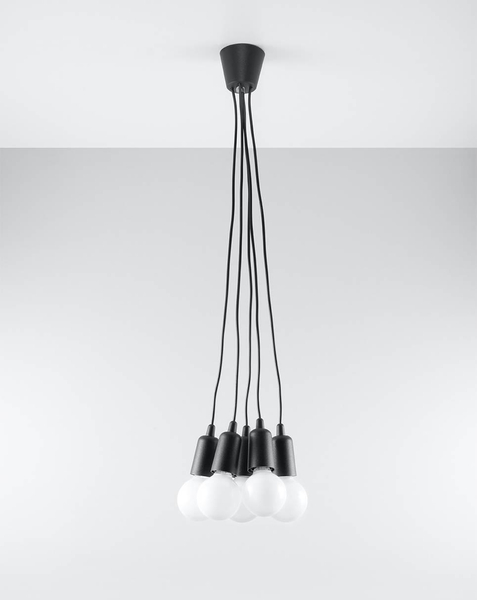 Industrialna LAMPA wisząca SL.0574 przewody OPRAWKA zwis pająk czarna