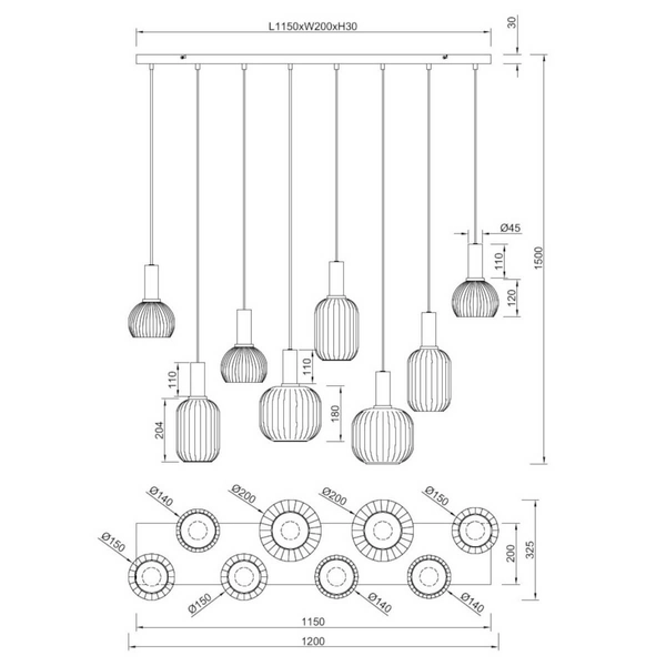 Przydymiona lampa wisząca DIVA 319800832 Trio bubbles czarny przydymiony