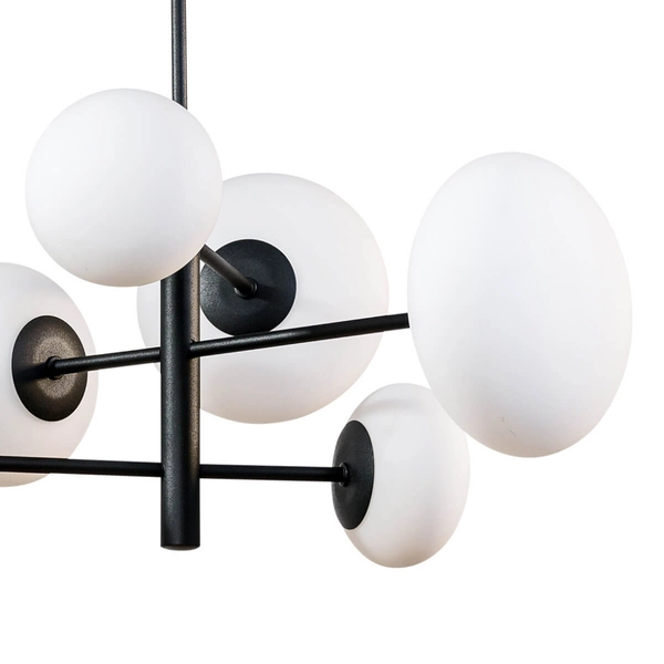 Wisząca lampa szklana Omi 1196 Zumaline molekułowa biała czarna