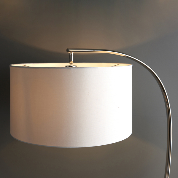 Lampa podłogowa Josephine 72388 Endon łukowa okrągły abażur biały nikiel