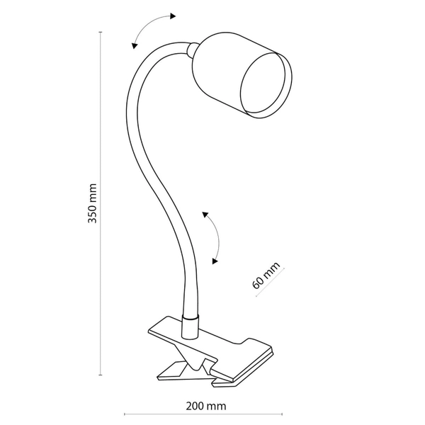 Lampka nocna z klipsem tuba Top 4561 TK Lighting metalowa czarna