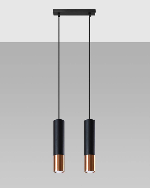 Modernistyczna LAMPA wisząca SL.0947 metalowa OPRAWA loftowy ZWIS tuby czarne miedź