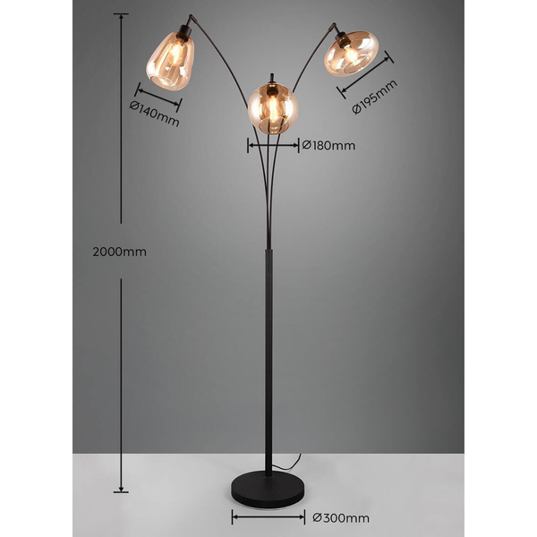Loftowa lampa stojąca VESTARI DL313417000 do salonu kule czarna bursztynowa