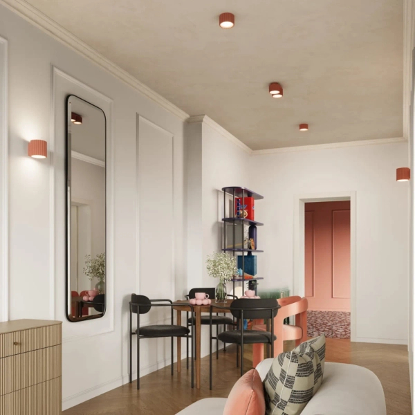 Sufitowa lampa AURA SL.1827 brzoskwiniowa 1xGx53 ryfel tubka metalowa