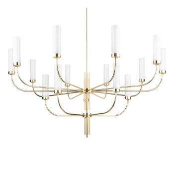 Żyrandol pałacowy Mussa MUS-ZW-15 (Z) do salonu tuby białe mosiądz