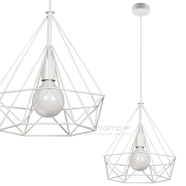 Metalowa lampa wisząca VEN W-CORF/D WH druciana loft biała