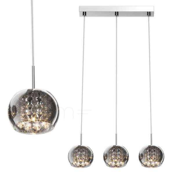 Potrójna lampa wisząca CRYSTAL P0076-03N-B5FZ kryształ chrom przezroczysty