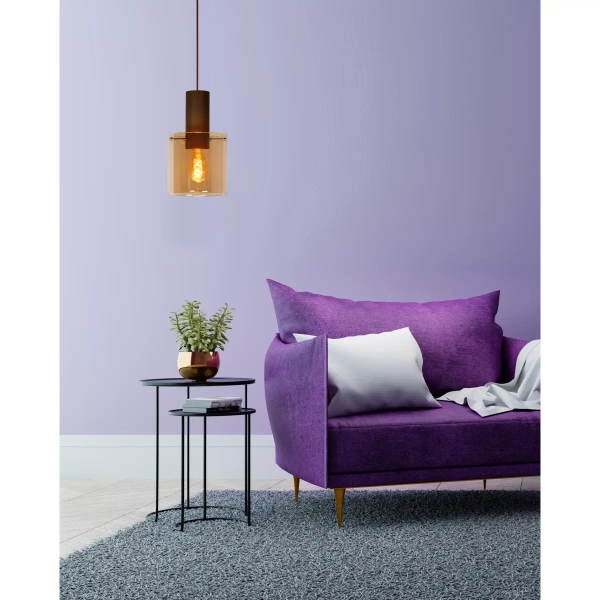 Wisząca lampa TOLEDO 74405/01/62 Lucide szklana miedziana bursztynowa