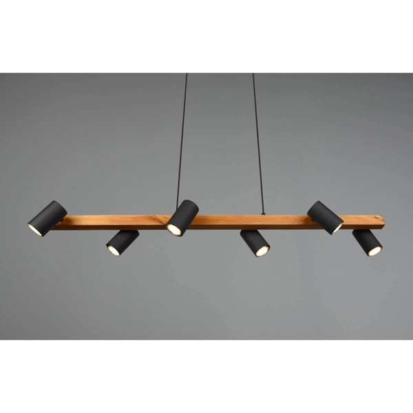 Zwieszana lampa na listwie MARLEY 312490632 regulowana drewniana czarny