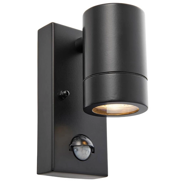 Kinkiet ścienny z czujnikiem ruchu Palin PIR 75435 na taras IP44 czarny