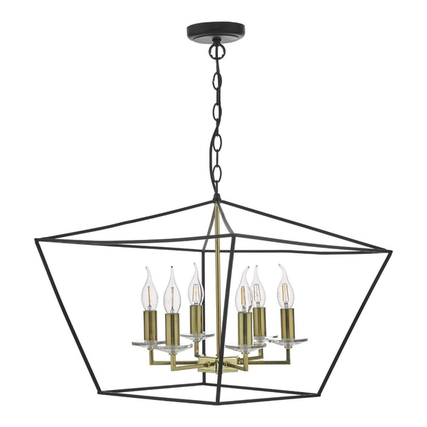 Świecznikowy żyrandol Gretchen GRE0654 Dar Lighting metalowy czarny złoty