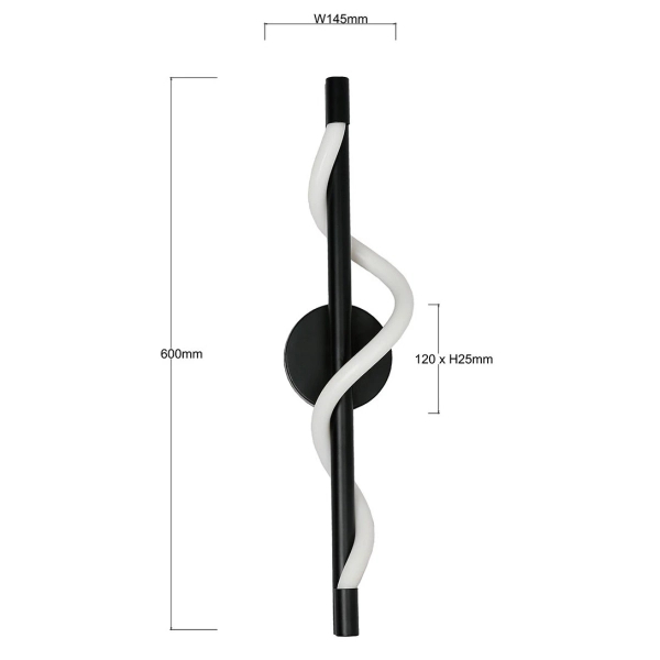 Kinkiet ścienny do sypialni Meleca LP-2345/1W BK LED 12W 3000-6000K czarny