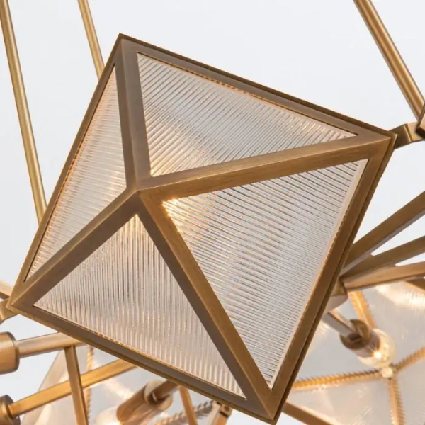 Szklany żyrandol Cairo QN-CAIRO8-VBS-CR geometryczny mosiądz antyczny