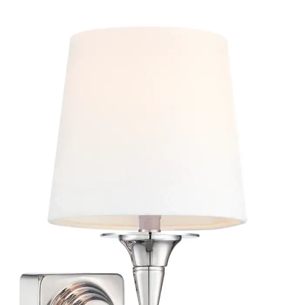 Ścienna lampa z abażurem AUSTIN W01118NI-WH salonowa srebrny biały