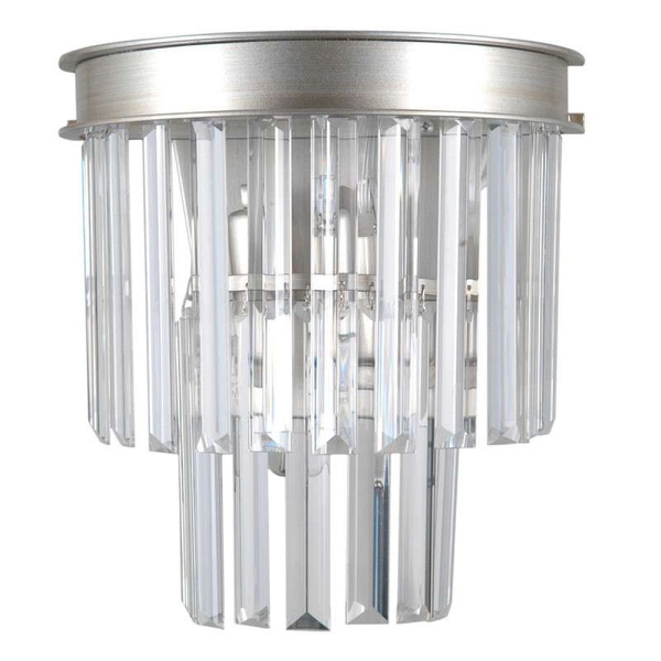 Ścienna LAMPA glamour VERDES WL-44372-2A-SLVR-BRW Italux szklana OPRAWA kryształowa pałacowa srebrna przezroczysta