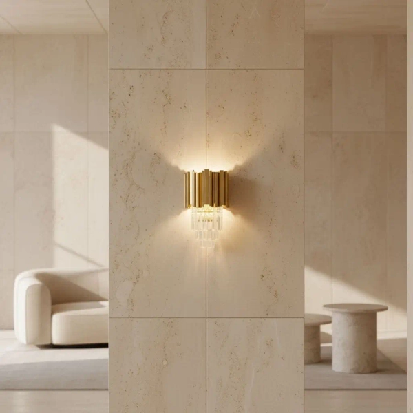 Kryształowy kinkiet ścienny CGPIPEORGANWALLBRASSM45 glamour mosiądz