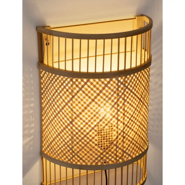 Bambusowa lampa ścienna CANDEZA LE45371 z przełącznik naturalny