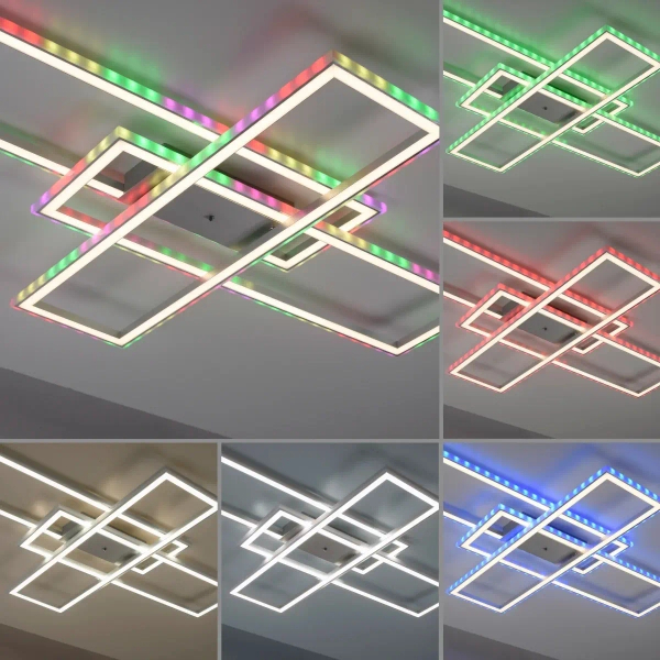 Sterowana lampa sufitowa FELIX srebrna 14637-55 2xLED 50W 2700-5000K RGB