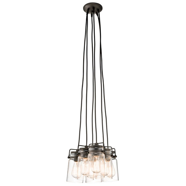 Stalowa lampa wisząca Brinley KL-BRINLEY6-OZ Kichler przezroczysta brąz